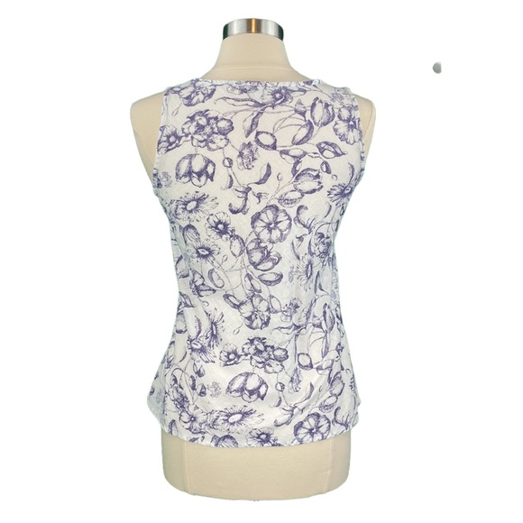 GAP White Floral Linen Blend Tank Top - Picture 6 of 13